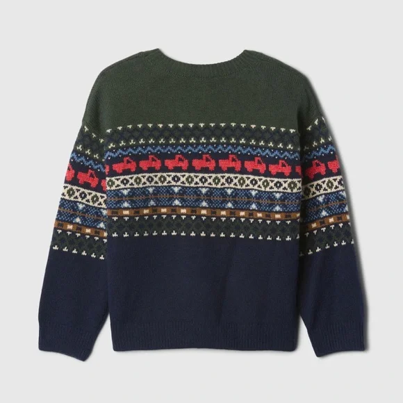 NWT GAP Toddler CashSoft Crewneck Sweater - Multi Fair Isle - Picture 3 of 4